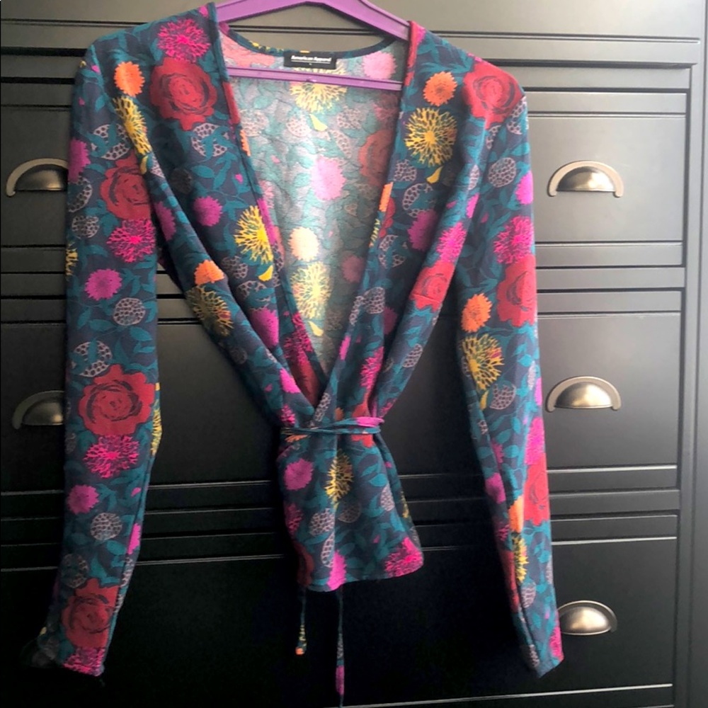American Apparel Floral Wrap Top
